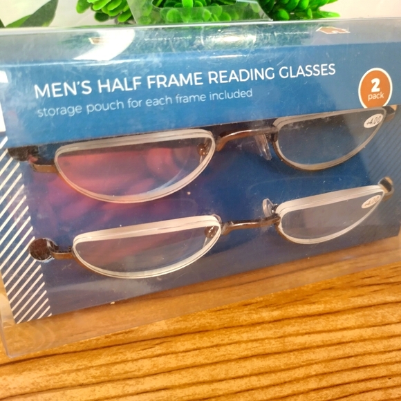 Men's Half Frame Reading Glasses +4.00 Set Of 2 - Picture 4 of 4